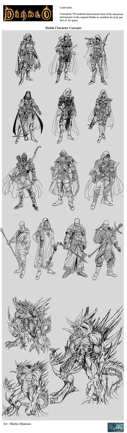 Diablo 1 Unseen Art by Michio Okamura. Diablo Character Concepts.